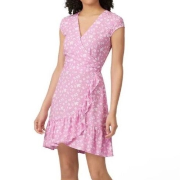 J Crew Ruffle-front mini dress in soft rayon bubblegum floral Size 4 - Picture 4 of 14